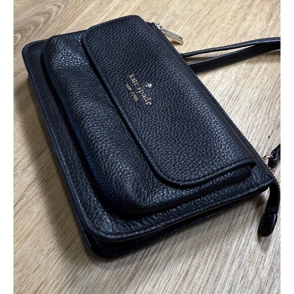 Kate Spade Leila Small Pebbled Leather Crossbody Black - Picture 6 of 7